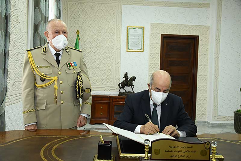 Algerian President Abdelmadjid Tebboune and his Chief of Staff Said Chengriha on 10 October 2020.
