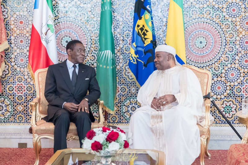 Equatorial Guinean President Teodoro Obiang and his Gabonese counterpart Ali Bongo, in 2019.