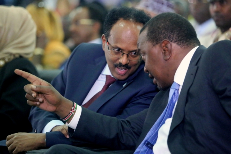 Somalia and Kenya heads of state Mohamed Abdullahi Mohamed aka Farmajo (left) and Uhuru Kenyatta.