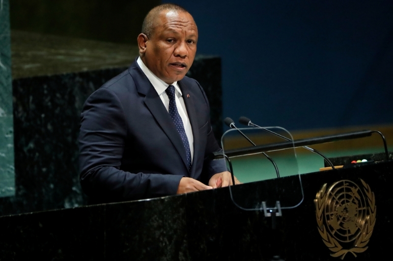 Madagascar Prime Minister Christian Ntsay addresses the 74th session of the United Nations General Assembly in New York in 2019.