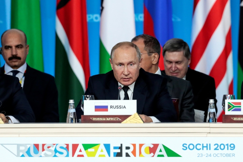 Russian President Vladimir Putin at the 2019 Russia-Africa summit in Sochi.