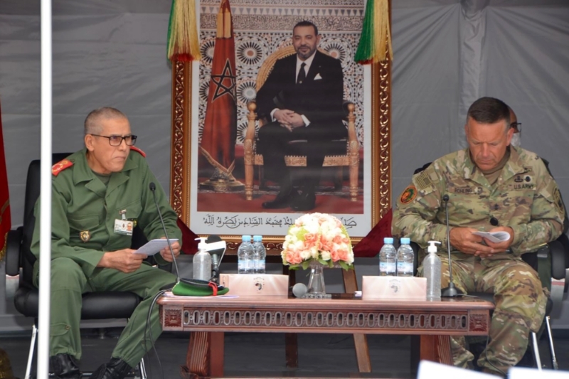 General Belkhir El Farouk (left), with General Andrew M. Rohling (US Army Southern European Task) during the African Lion exercises on 7 June 2021.