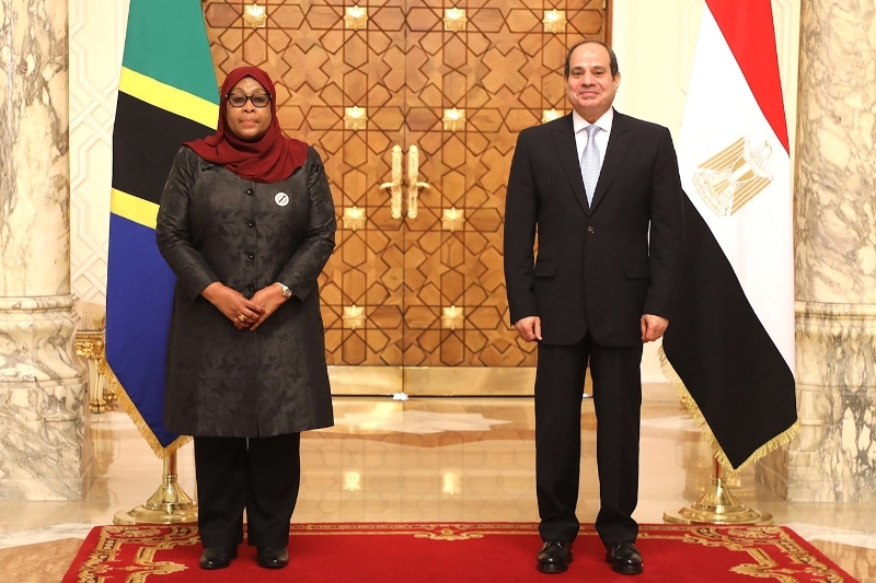 Tanzanian president Samia Suluhu Hassan with Egyptian president Abdel Fattah al-Sisi.