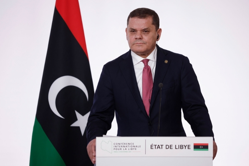 Libyan prime minister Abdelhamid Dabaiba attending a conference on Libya on 12 November 2021.