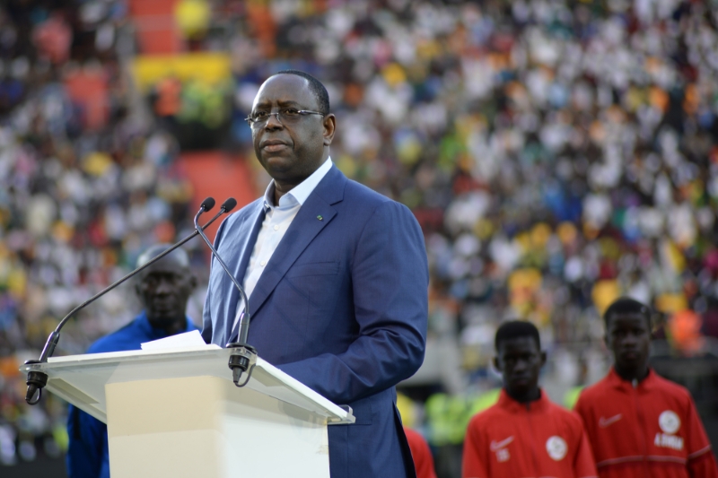 Senegalese President Macky Sall during the inauguration ceremony of the Abdoulaye Wade stadium in Diamniadio on 24 February 2022.