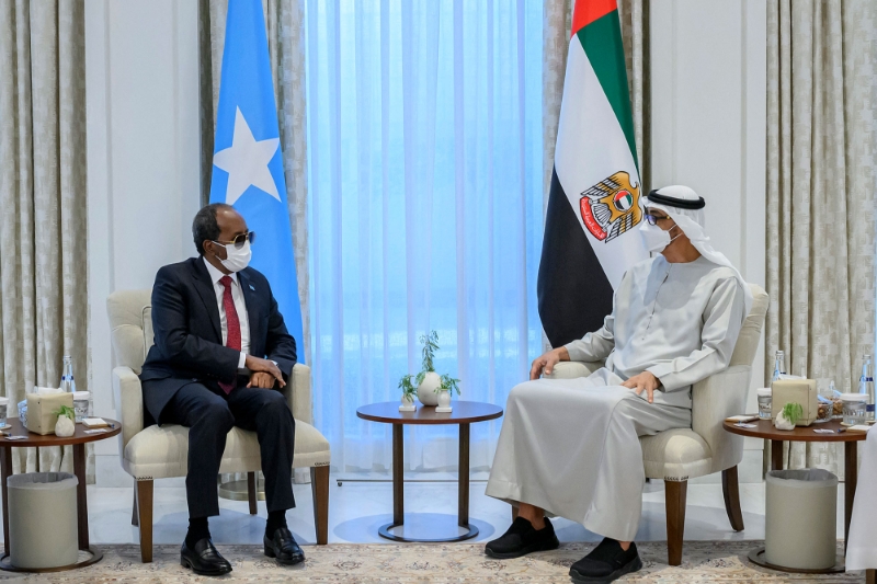 Somali president Hassan Sheikh Mohamoud met with UAE president Mohamed bin Zayed al-Nahyan in Abu Dhabi on 22 June 2022.