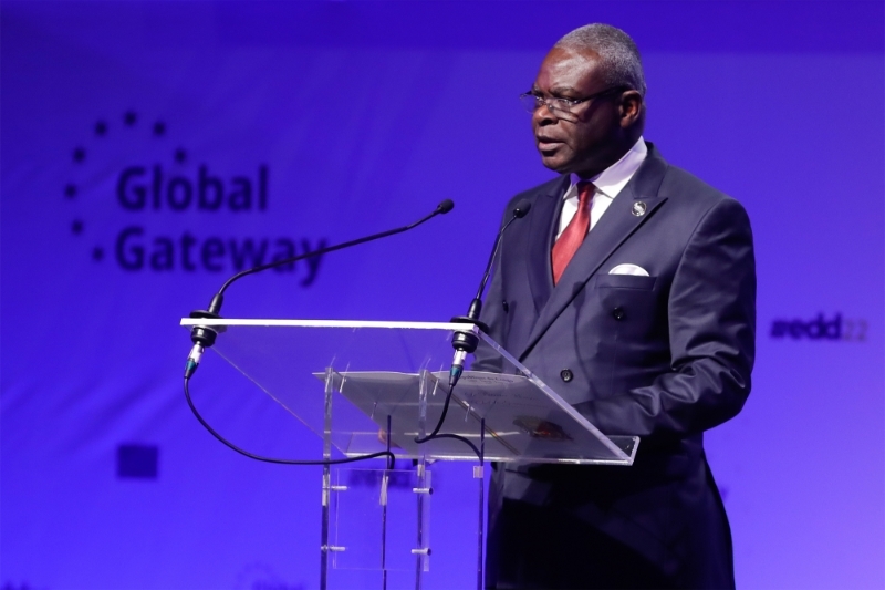 Congolese prime minister Anatole Collinet Makosso delivers a speech at the opening of the 'European Development Days 2022' in Brussels, Belgium, the 21 June 2022.