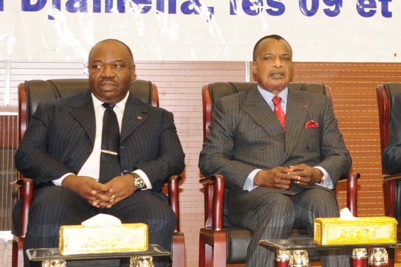 Gabonese president Ali Bongo (left) and his Congolese counterpart Denis Sassou Nguesso in 2014.