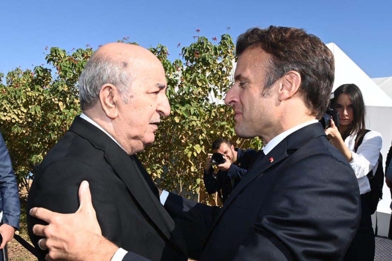 Algerian President Abdelmadjid Tebboune and French President Emmanuel Macron at the UN Climate Change 2022 conference in Sharm el-Sheikh.