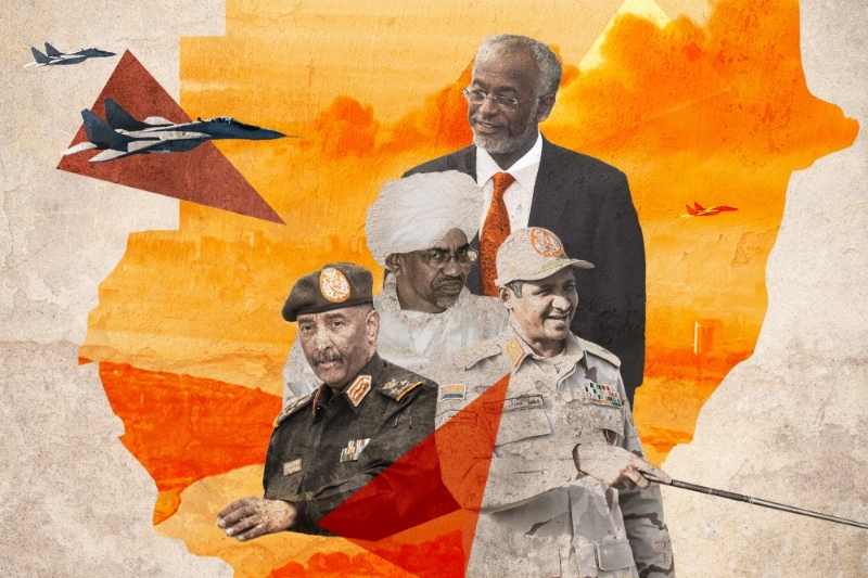 From left: Abdel Fattah al-Burhan, Omar al-Bashir, Ali Karti and Mohamed Hamdan Dagalo.