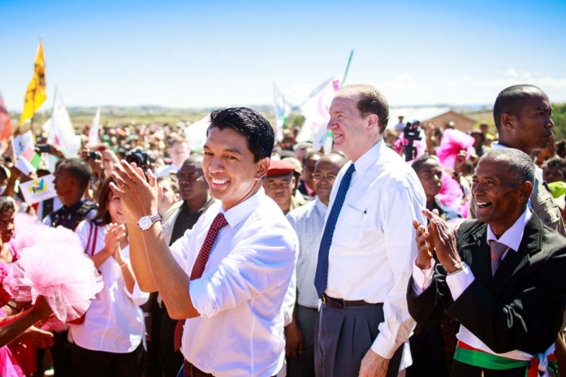 Madagascan President Andry Rajoelina and World Bank President David Malpass in April 2019.