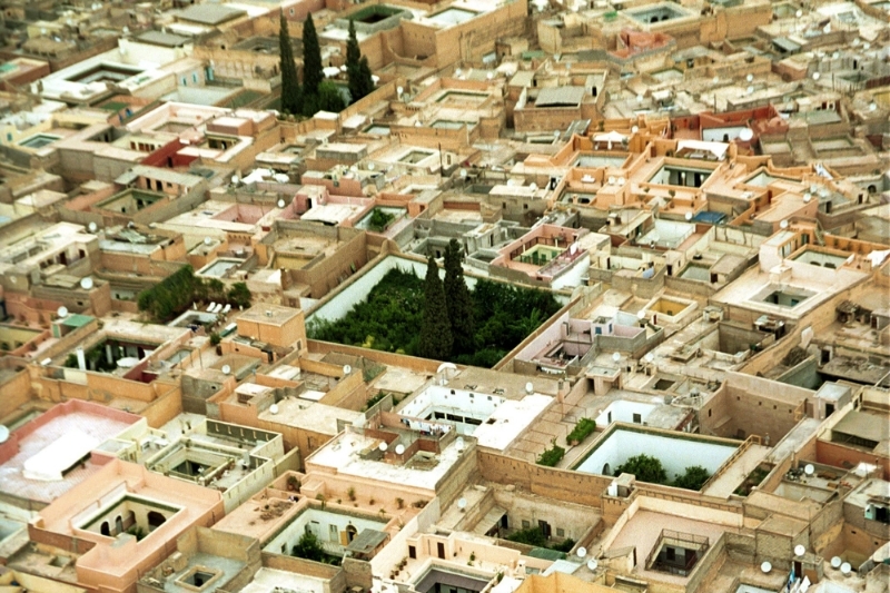 Aerial view of the Marrakech medina.