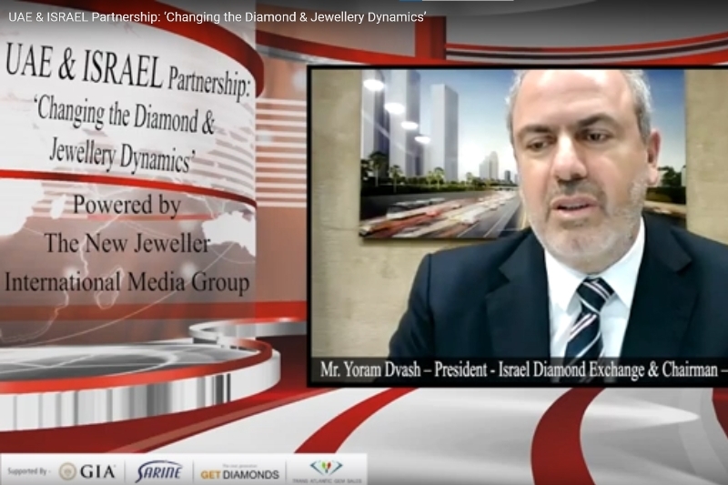 Screenshot of the webinar 'UAE & Israel Partnership: changing the diamond and jewelery dynamics'.