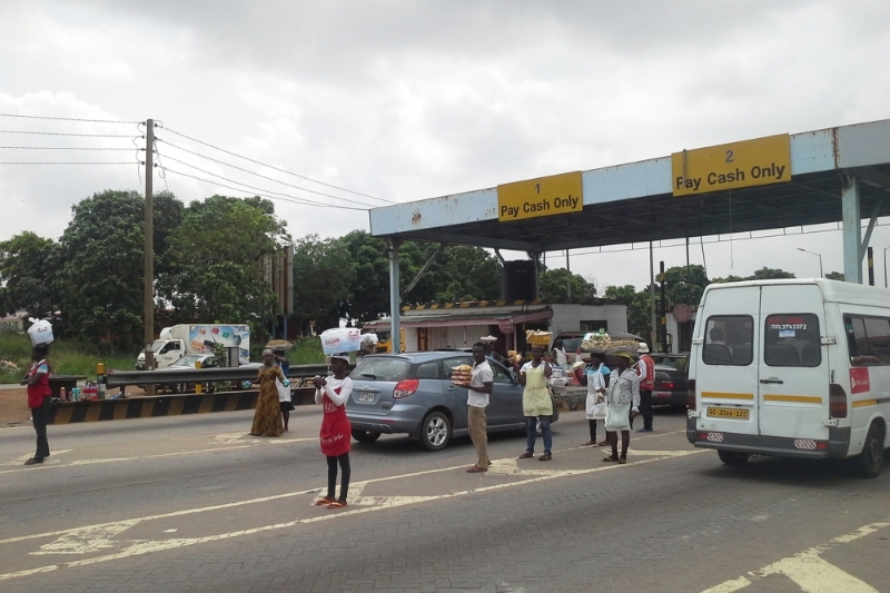 A tollbooth on the Accra-Tema highway.