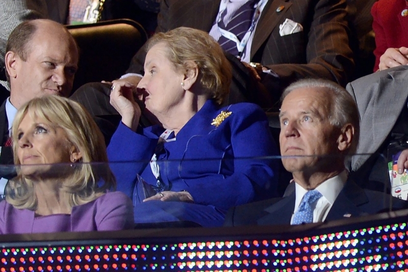 Former US secretary of state Madeleine Albright, with Joe Biden and his wife Jill (left), in 2012.