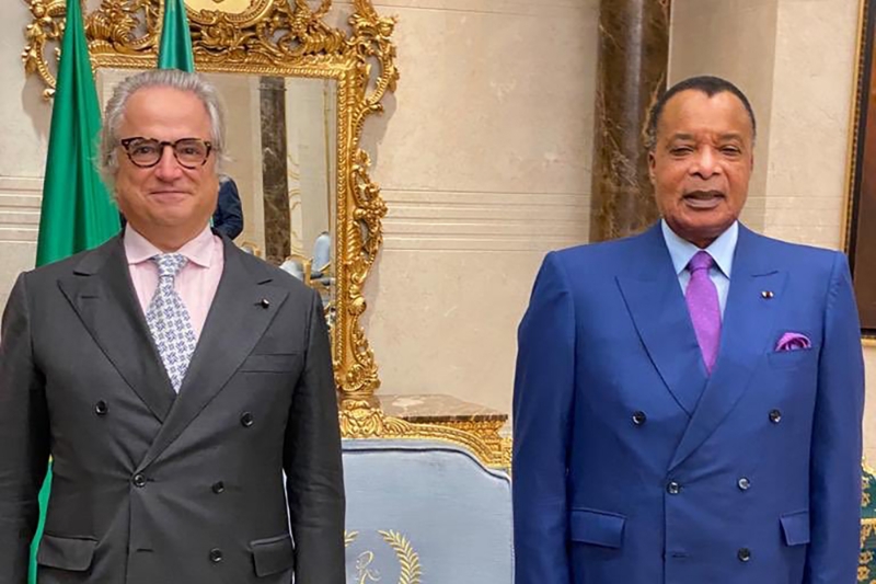 Andrea Cattaneo, president and founder of Zenith Energy, during his meeting with Congolese President Denis Sassou Nguesso in October 2020.