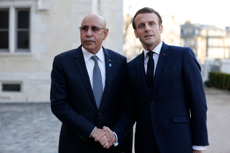 Mohamed Ould Ghazouani and Emmanuel Macron in January 2020.