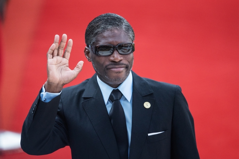 Vice President of Equatorial Guinea Teodoro Nguema Obiang Mangue gestures while arriving at the Loftus Versfeld Stadium in Pretoria, South Africa, for the inauguration of Incumbent South African President Cyril Ramaphosa on May 25, 2019.