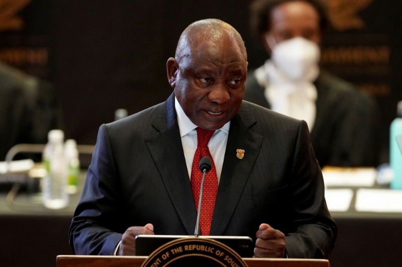 South Africa's president Cyril Ramaphosa in Cape Town, South Africa, on 10 February 2022.