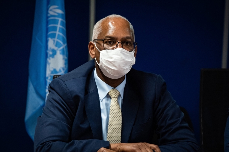 The head of the United Nations Multidimensional Integrated Stabilisation Mission in Mali (MINUSMA), El Ghassim Wane, in Bamako, on October 2021.