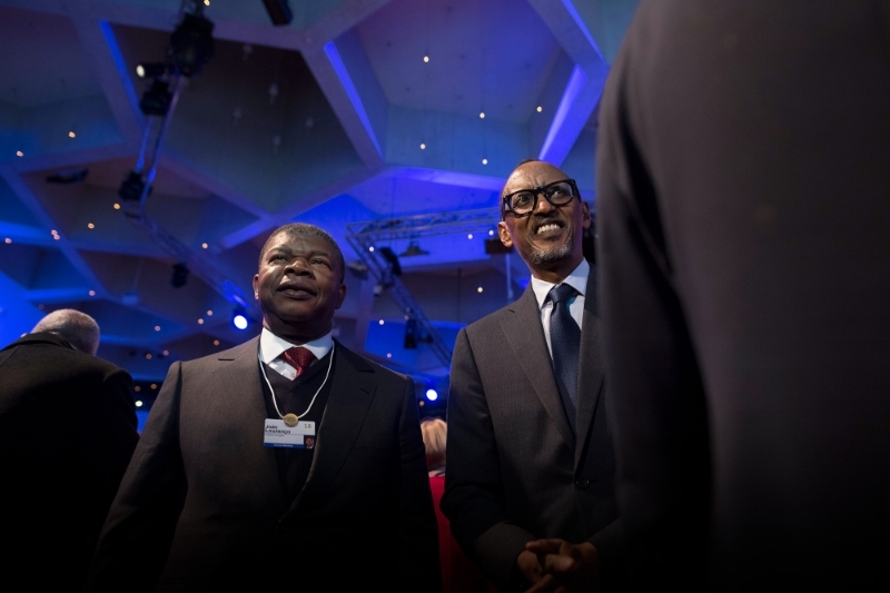 President of Angola João Lourenço and President of Rwanda, Paul Kagame, in Davos, Switzerland, in January 2018.