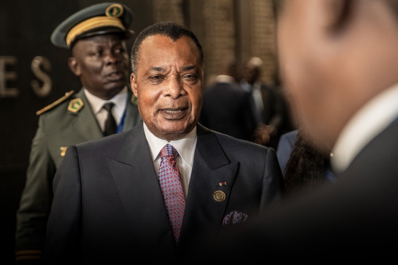 Republic of Congo's President Denis Sassou Nguesso in Addis Ababa on 17 February 2023.