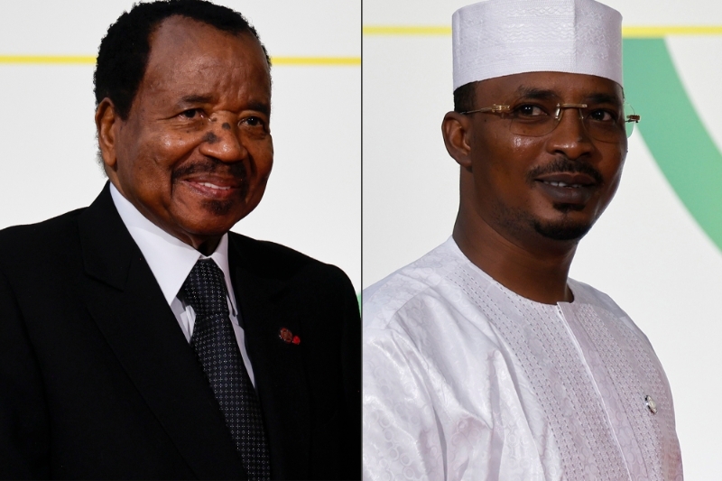 Cameroon President Paul Biya (left) and his counterpart Mahamat Idriss Deby.